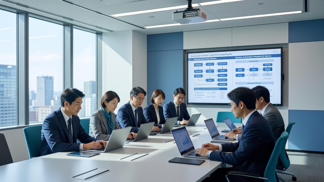 業務自動化ワークフローのレビュー風景